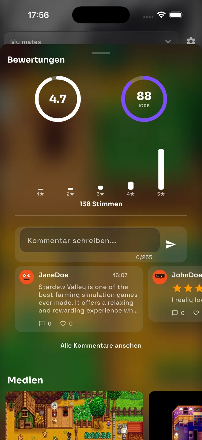 Gameedy Kommentarbereich auf Spielseite