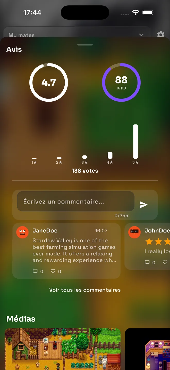 Commentaires sur une fiche de jeu Gameedy